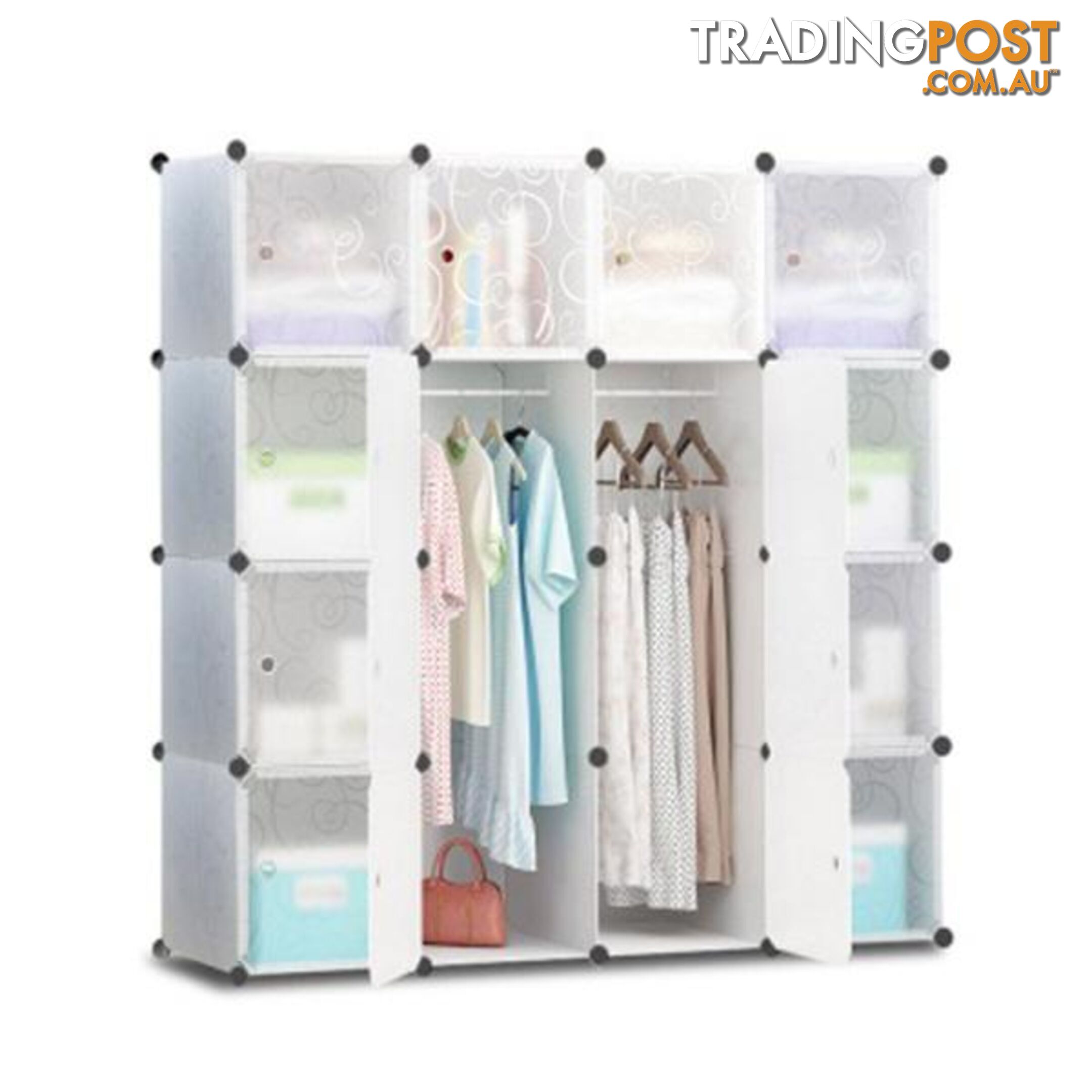 16 Cube Portable Storage Cabinet Wardrobe - White - Unbranded - 9350062164624