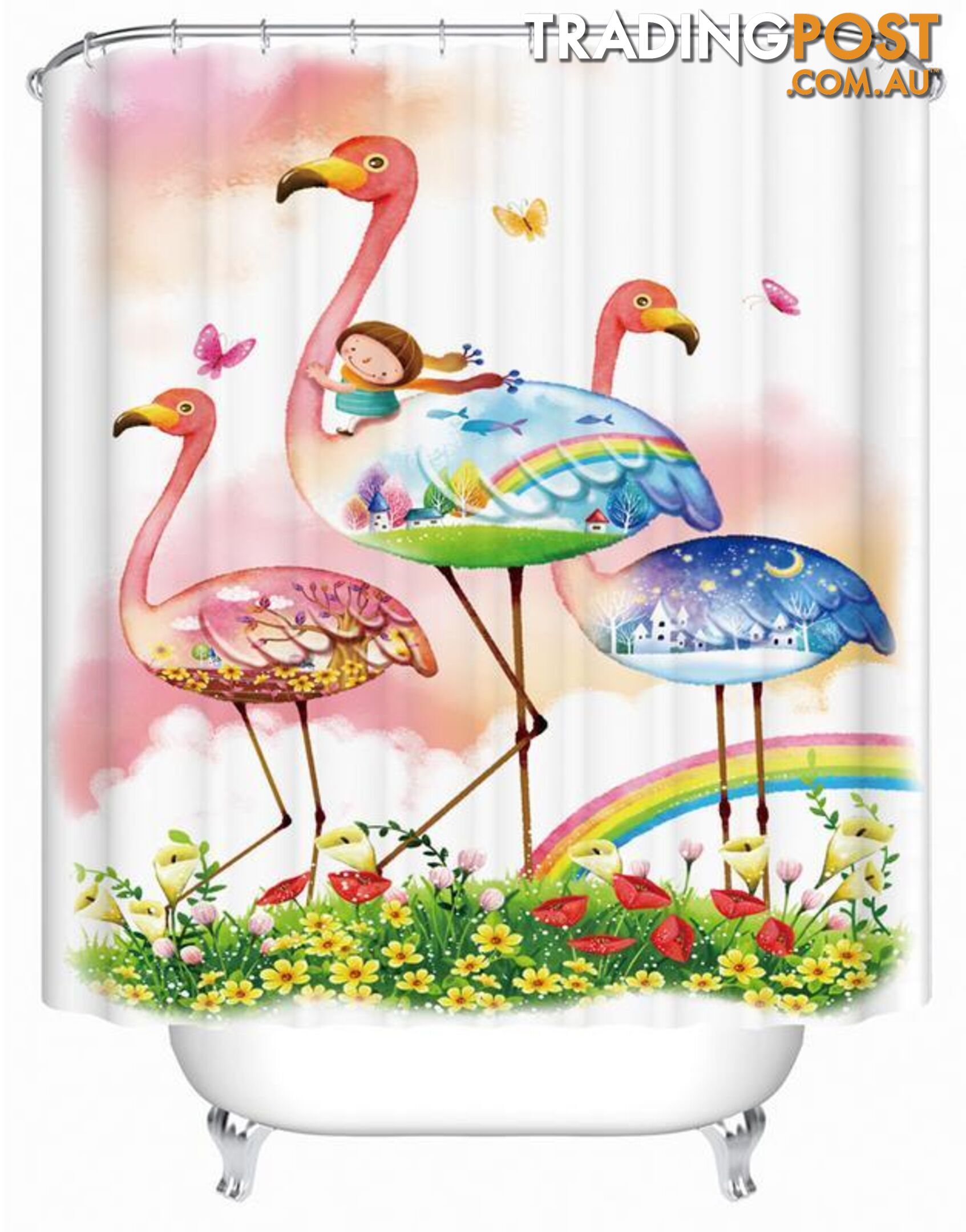 Fairy Tale Flamingos Shower Curtain - Curtain - 7427046041331
