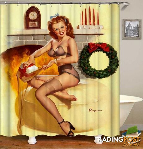 Christmas Pin Up Girl Shower Curtain - Curtain - 7427046142922