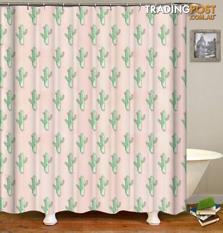 Floral Mini Cactus Shower Curtain - Curtains - 7427045940642