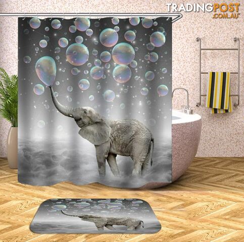 Elephant Playing Soap Bubbles Shower Curtain - Curtain - 7427046033862