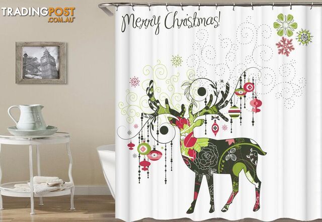 Merry Christmas Decorative Reindeer Shower Curtain - Curtain - 7427046021791