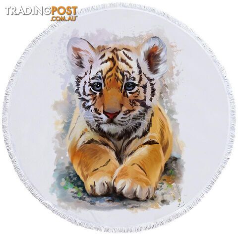 Painted Tiger Puppy Beach Towel - Towel - 7427046306713