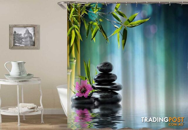 Bamboo Pebbles Spa Shower Curtain - Curtain - 7427046100571