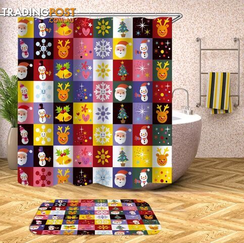 Colorful Christmas Checkers Shower Curtain - Curtain - 7427045989528