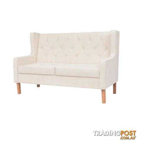 2 Seater Sofa Fabric Cream White - Unbranded - 8718475577096
