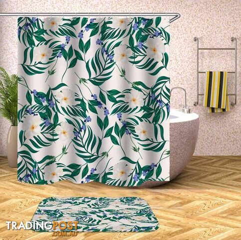 White And Blue Flowers Shower Curtain - Curtain - 7427046102735