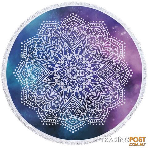 White Mandala Over Space Beach Towel - Towel - 7427046306959