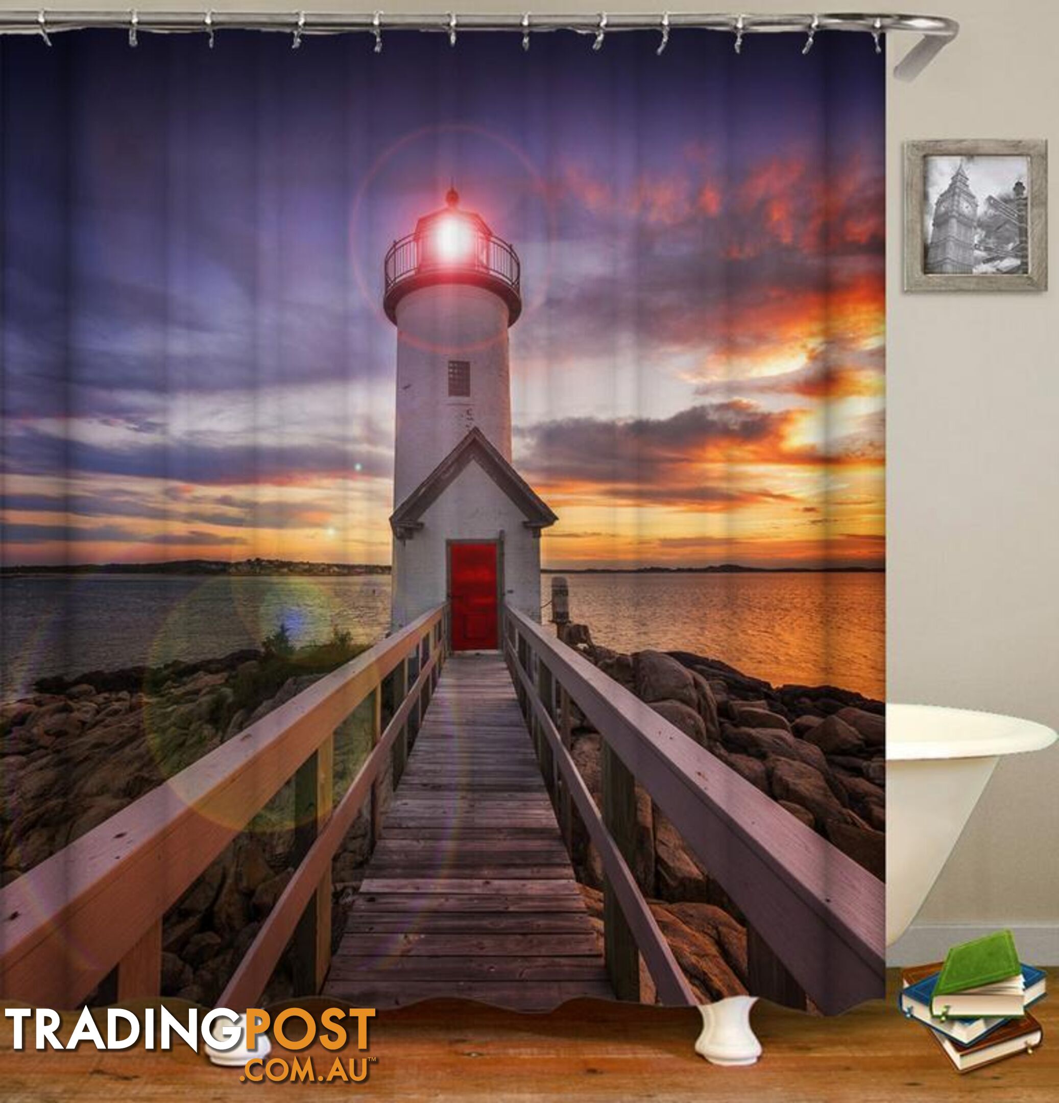 Lighthouse Sunset Shower Curtain - Curtain - 7427045908932