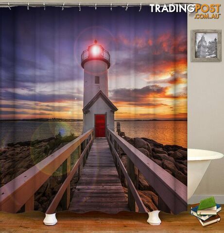 Lighthouse Sunset Shower Curtain - Curtain - 7427045908932