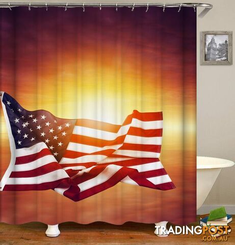 The American Flag Over The Sunset Shower Curtain - Curtain - 7427045914865