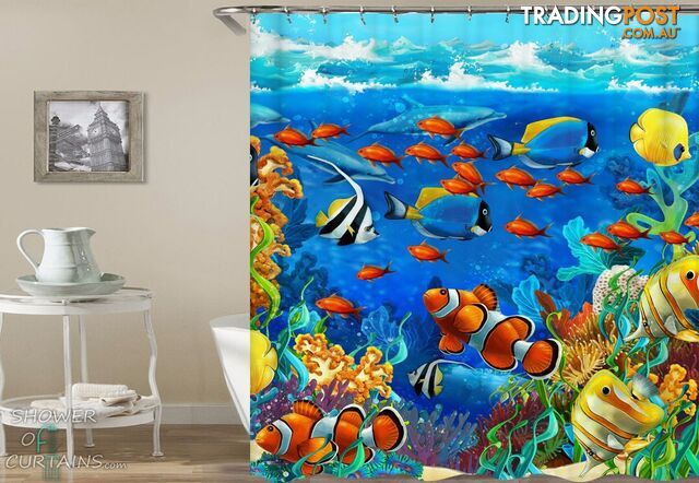 Colorful Ocean Life Shower Curtain - Curtain - 7427046282963