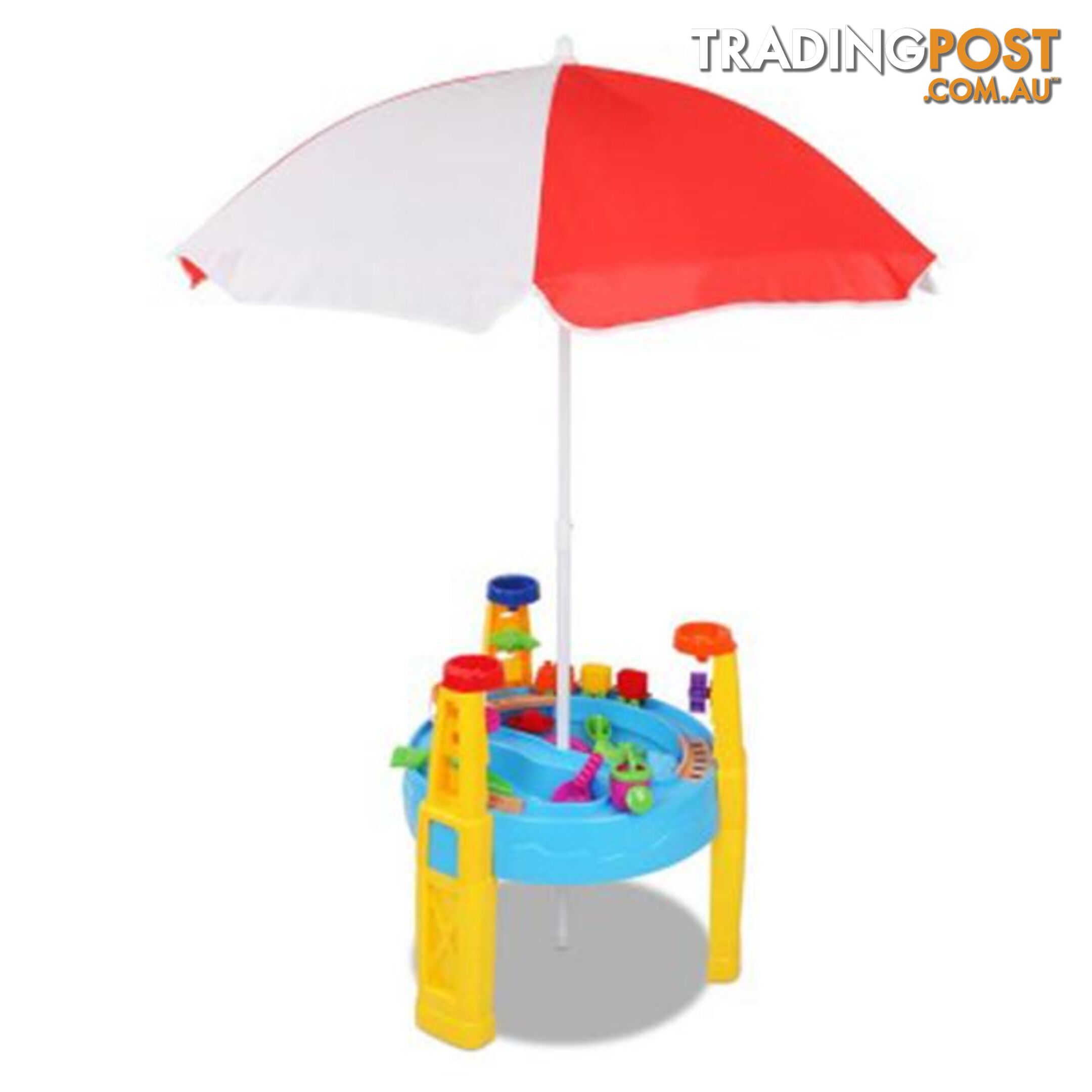 Kids Sand and Water Table Play Set with Umbrella - Keezi - 9350062117057