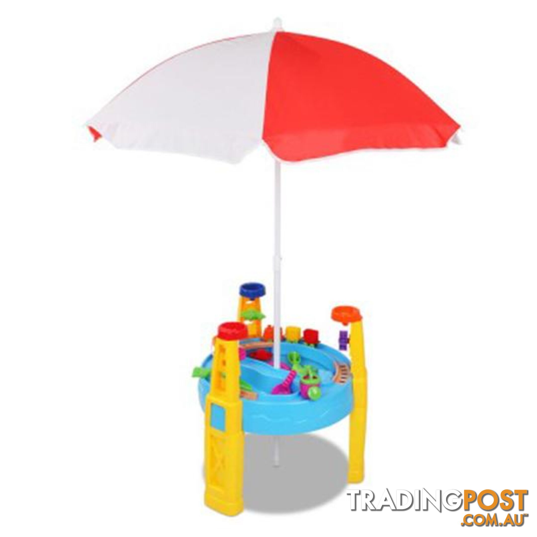 Kids Sand and Water Table Play Set with Umbrella - Keezi - 9350062117057