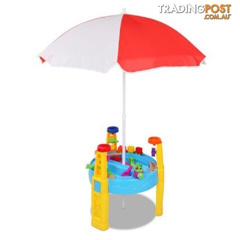 Kids Sand and Water Table Play Set with Umbrella - Keezi - 9350062117057