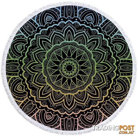 Mandala Over Black Beach Towel - Towel - 7427046321556