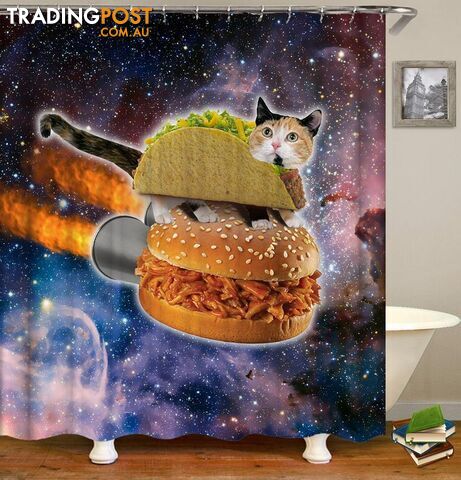 Taco Cat In Space Shower Curtain - Curtain - 7427046041874