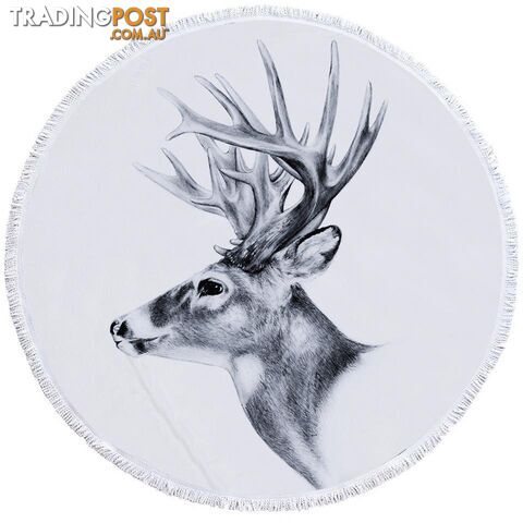 Black and White Deer Beach Towel - Towel - 7427046307727