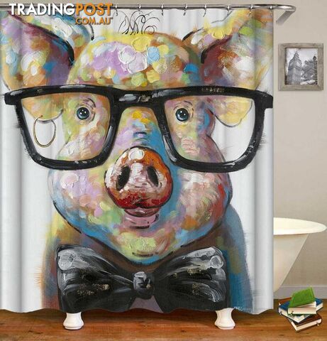 Hipster Piggy Shower Curtain - Curtain - 7427046129954