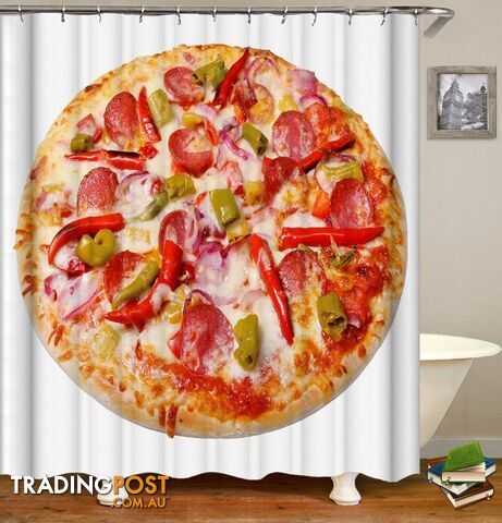 Spicy Pepperoni Pizza Shower Curtain - Curtain - 7427045976641