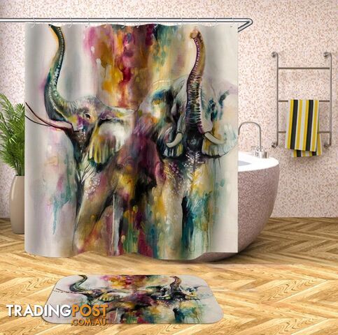 Colorful Artwork Elephants Shower Curtain - Curtains - 7427045947054