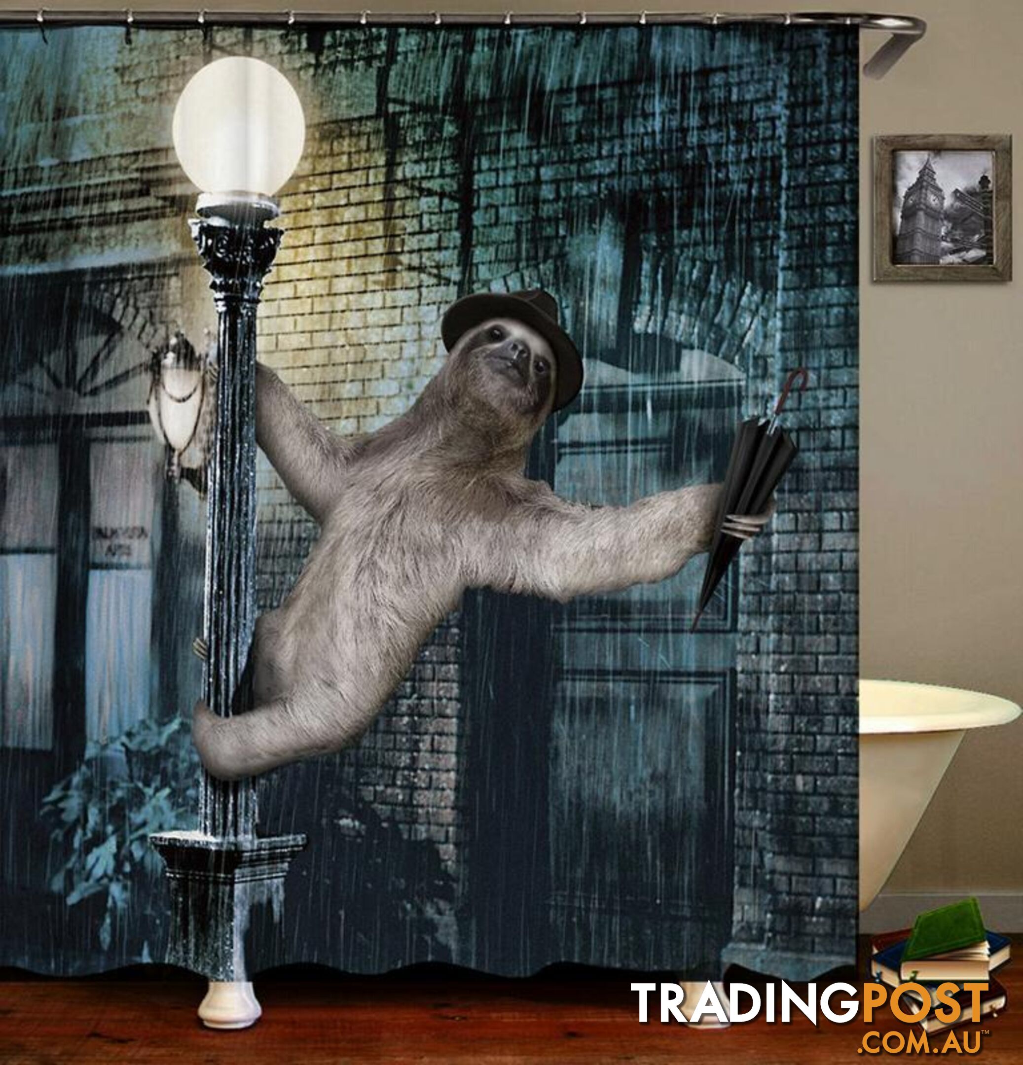 Sloth Singing In The Rain Shower Curtain - Curtain - 7427005908897