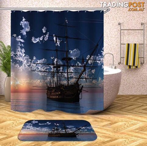 Sailing Ship On The Open Sea Shower Curtain - Curtain - 7427046050838