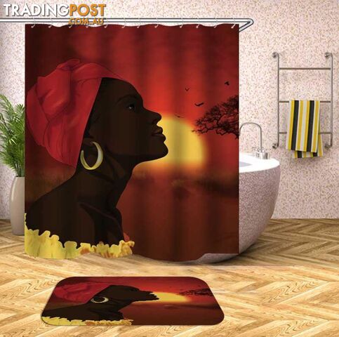 African Woman Over The African Horizon Shower Curtain - Curtain - 7427046051064