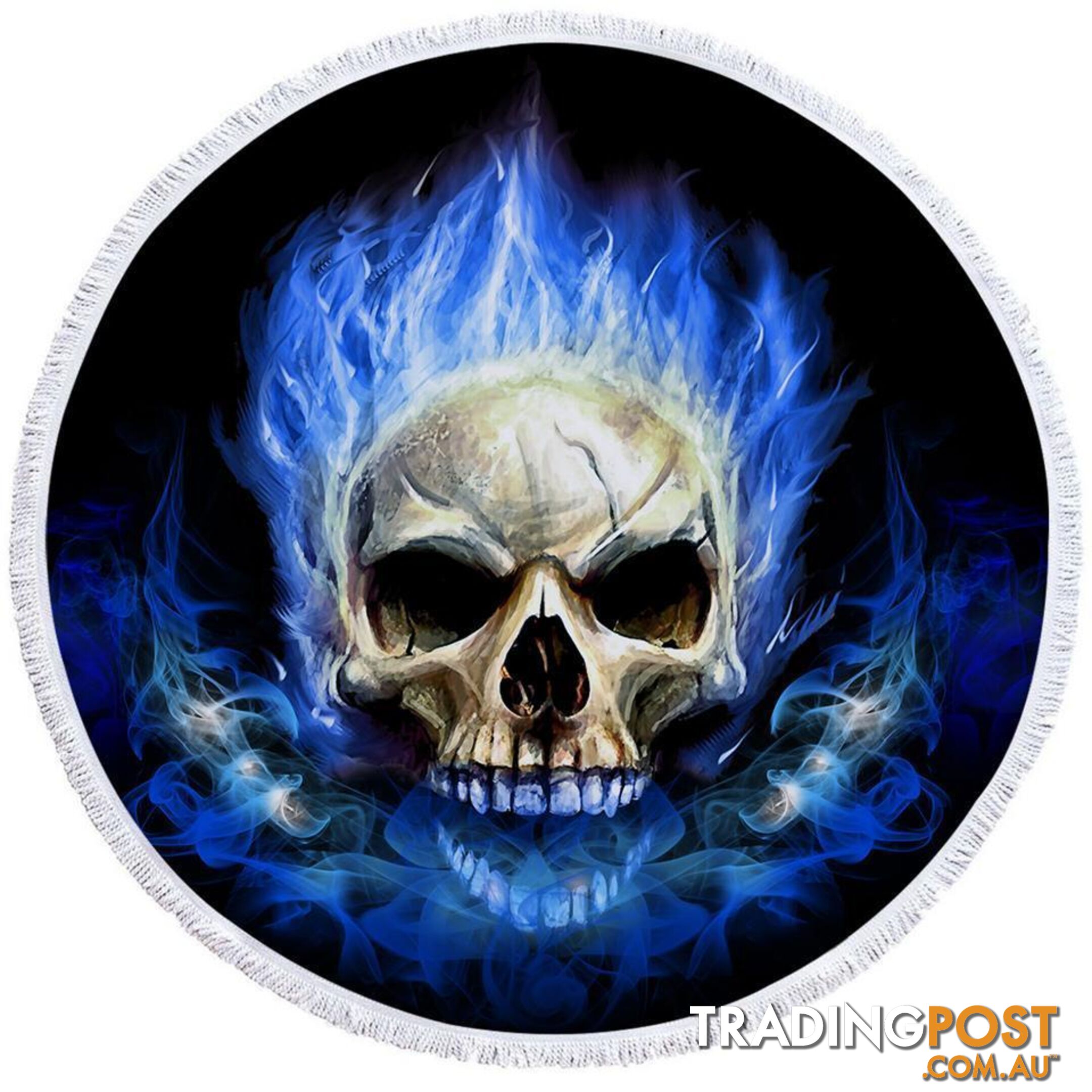 Blue Flames Skull Beach Towel - Towel - 7427046312479