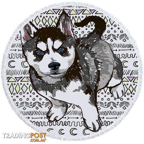 Husky Puppy Beach Towel - Towel - 7427046316095