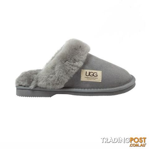 UGG Merino Sheepskin Fur Trim Scuff Memory Foam Grey - UGG - 822427523920