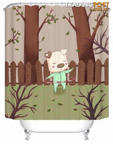 Hula Hoop Piggy Shower Curtain - Curtain - 7427045918689