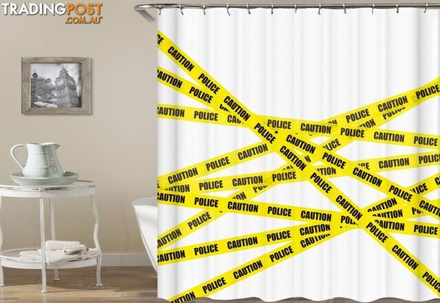 Police Yellow Tape Shower Curtain - Curtain - 7427046012294