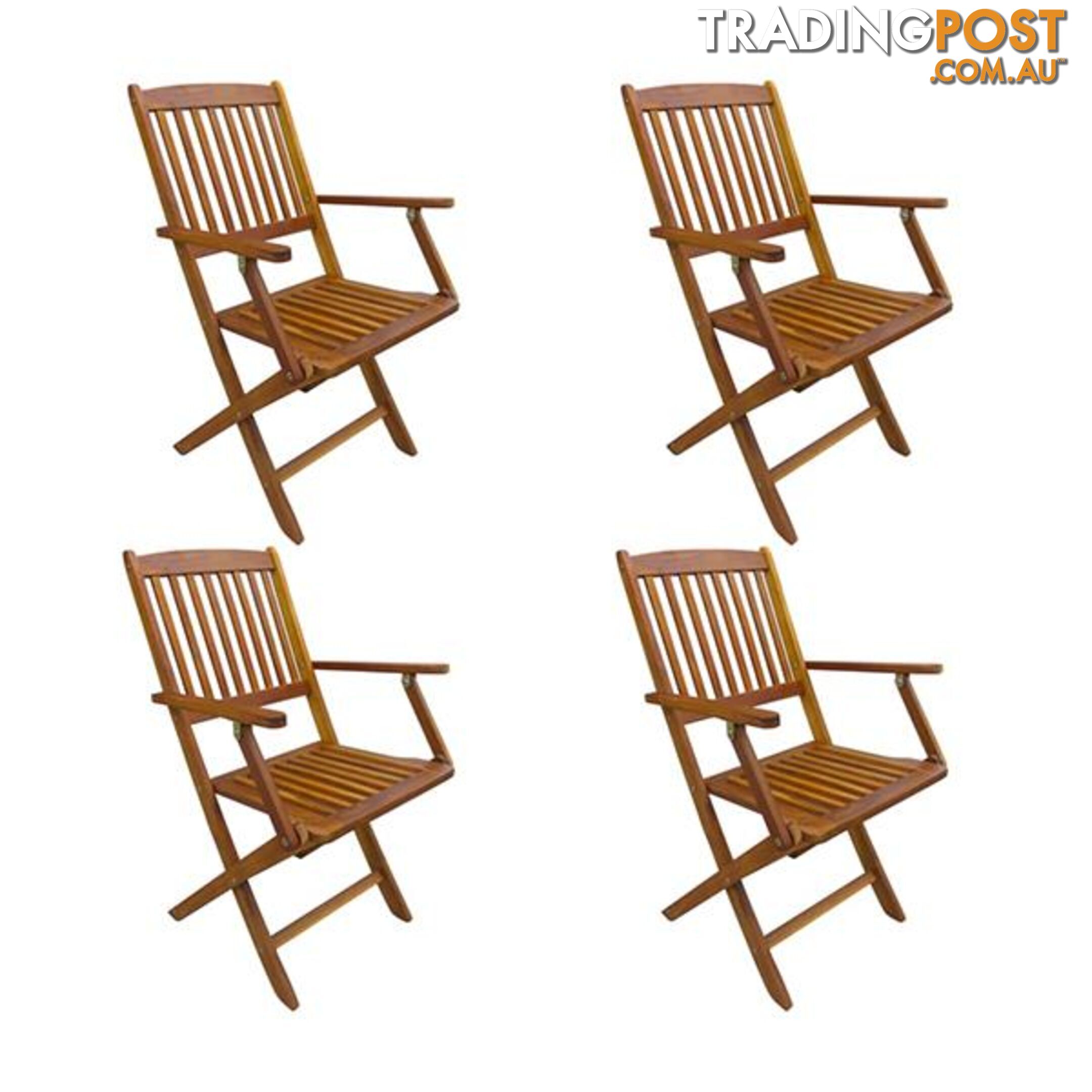 Folding Outdoor Chairs 4 Pcs Solid Acacia Wood - Unbranded - 787976576028