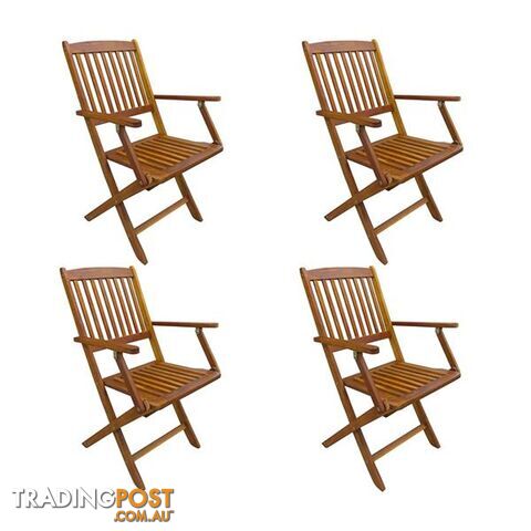 Folding Outdoor Chairs 4 Pcs Solid Acacia Wood - Unbranded - 787976576028