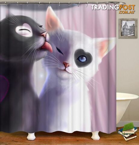 Black And White Kittens Shower Curtain - Curtains - 7427045954113