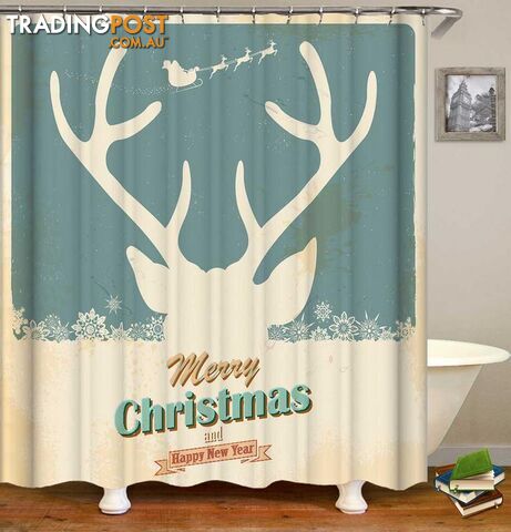 Reindeer Christmas Vintage Tin Plate Shower Curtain - Curtains - 7427046061452