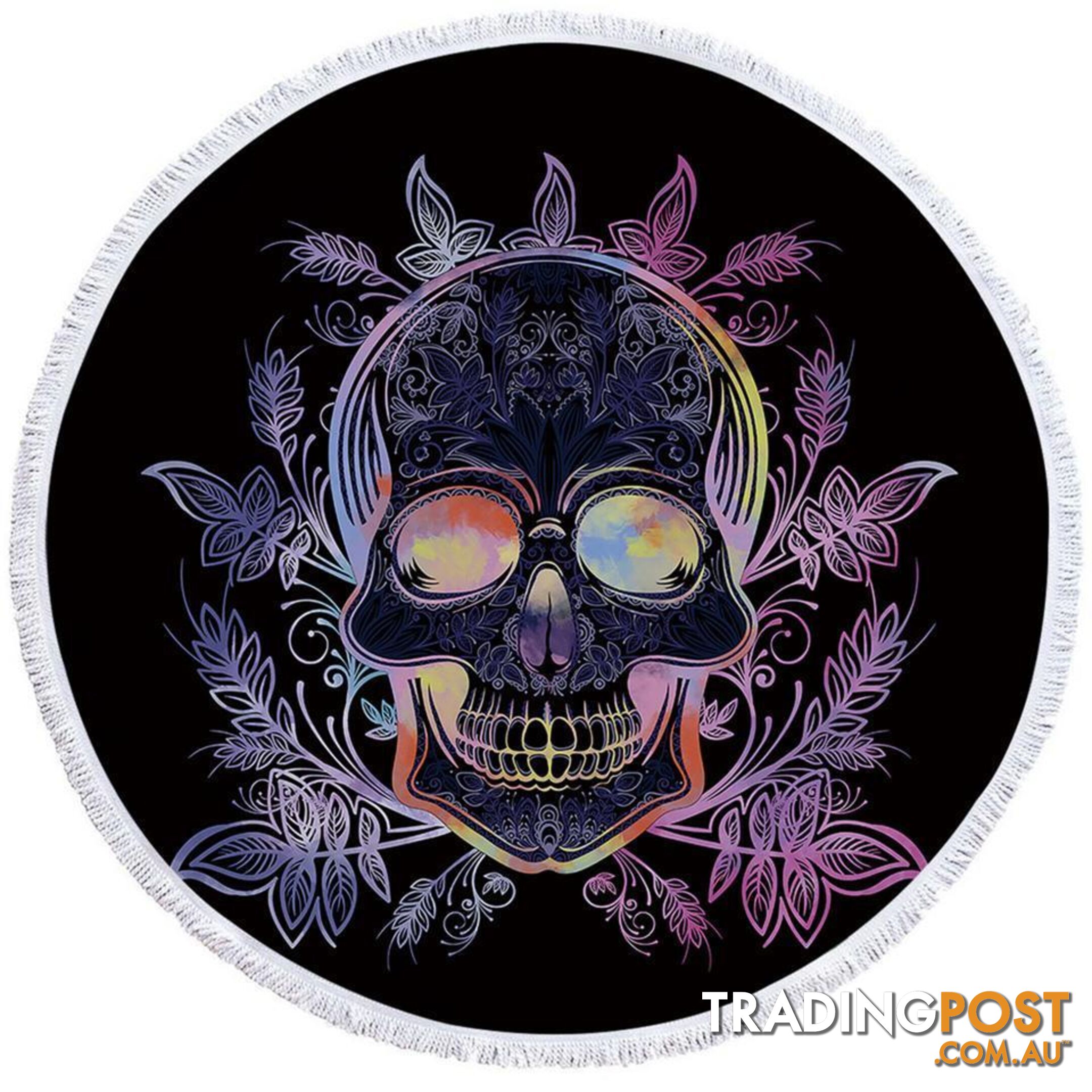 Dark Skull and Leaves Beach Towel - Towel - 7427046319768