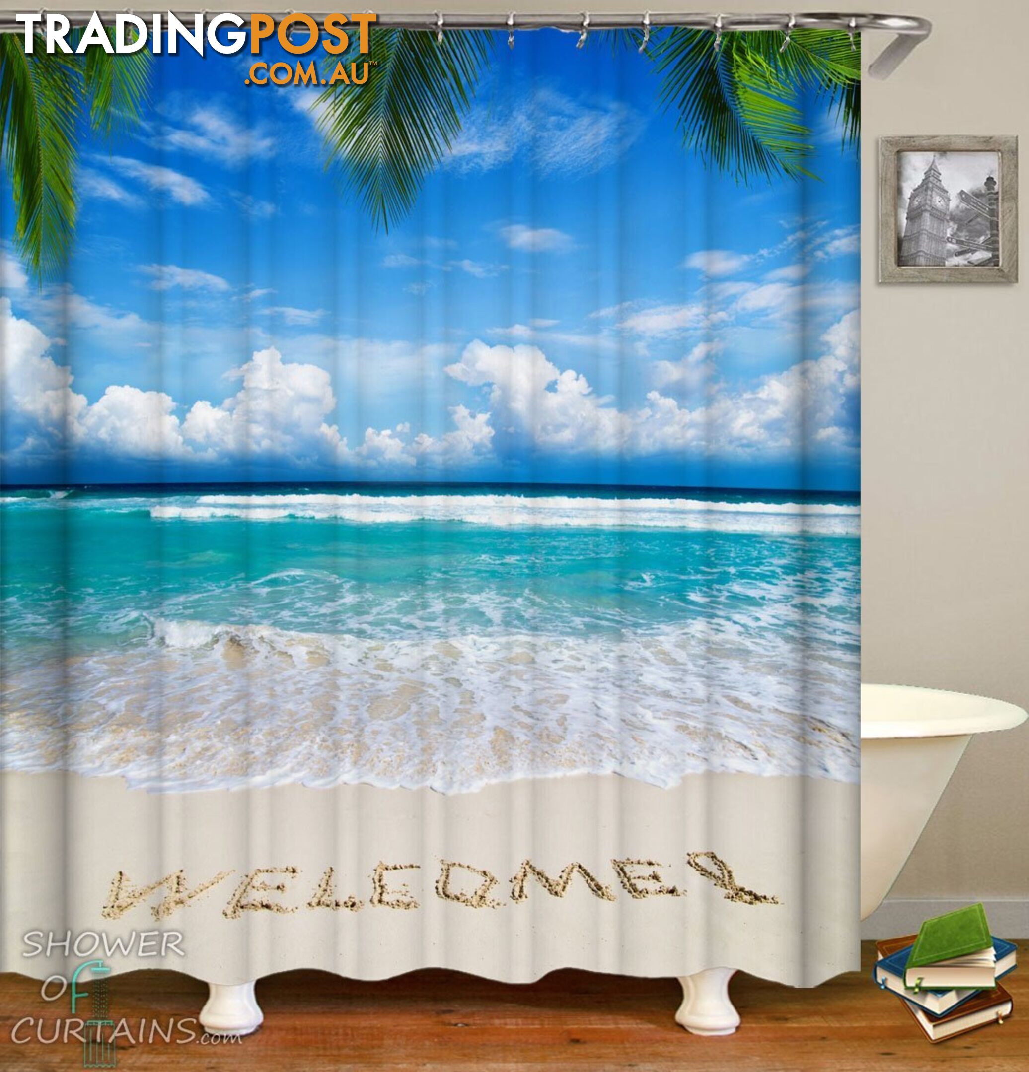 Welcome Beach Shower Curtain - Curtain - 7427046283304