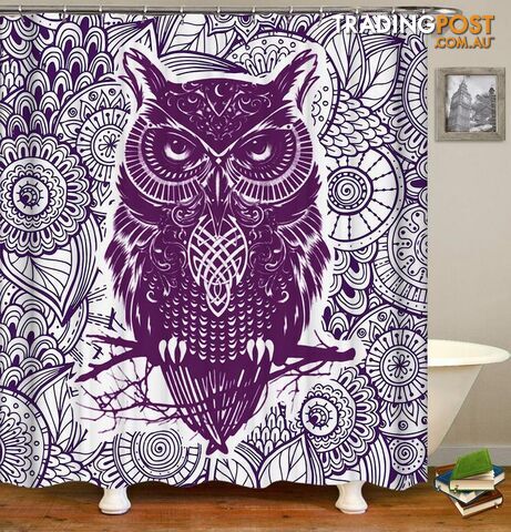 Oriental Purple Owl Shower Curtain - Curtain - 7427046029155