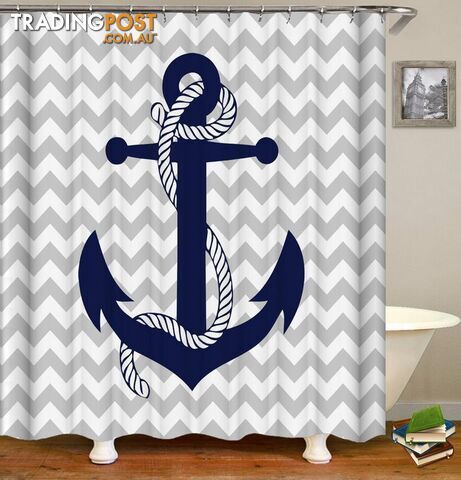 Anchor Wavy Background Shower Curtain - Curtain - 7427045904149