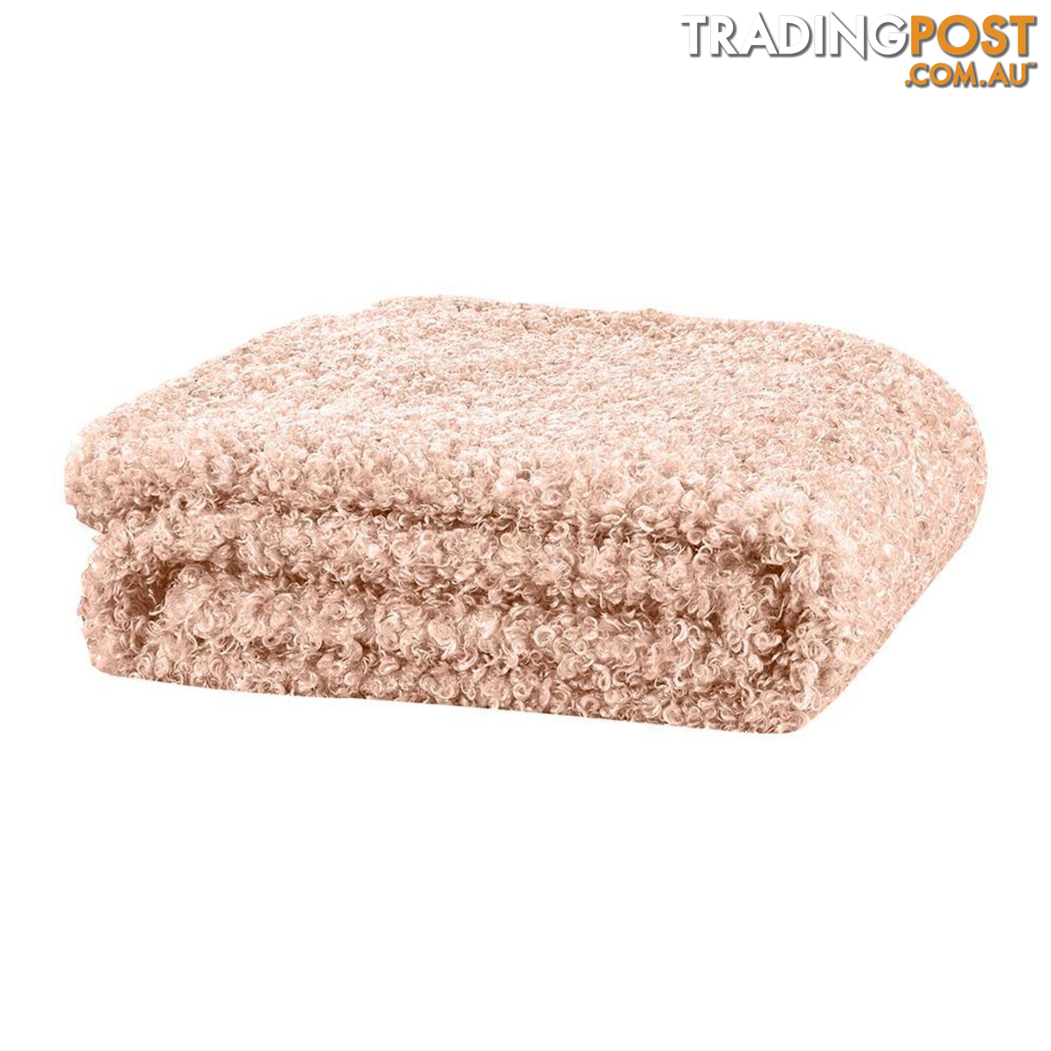 Lyla Faux Sheep Fur Throw 130x160cm Peach - Unbranded - 7427046153171