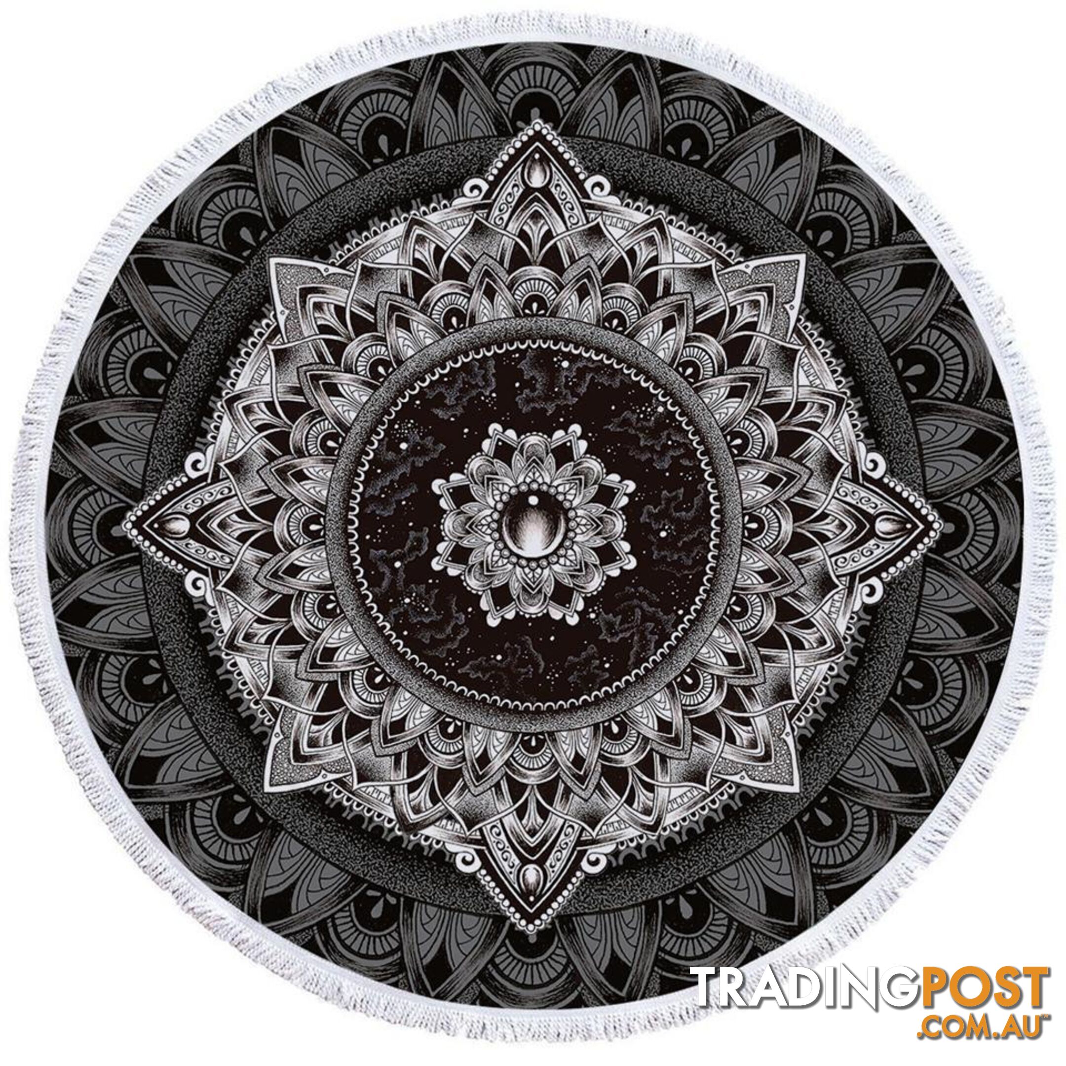 Black and White Mandala Beach Towel - Towel - 7427046324823