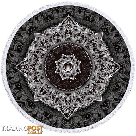 Black and White Mandala Beach Towel - Towel - 7427046324823