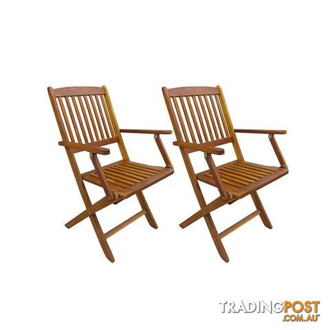 Folding Outdoor Chairs 2 Pcs Solid Acacia Wood - Unbranded - 8718475562580