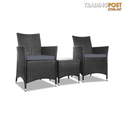 3 Piece Wicker Outdoor Furniture Set - Gardeon - 9476062059279