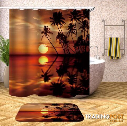 Sunset At The Tropical Shower Curtain - Curtain - 7427045935563