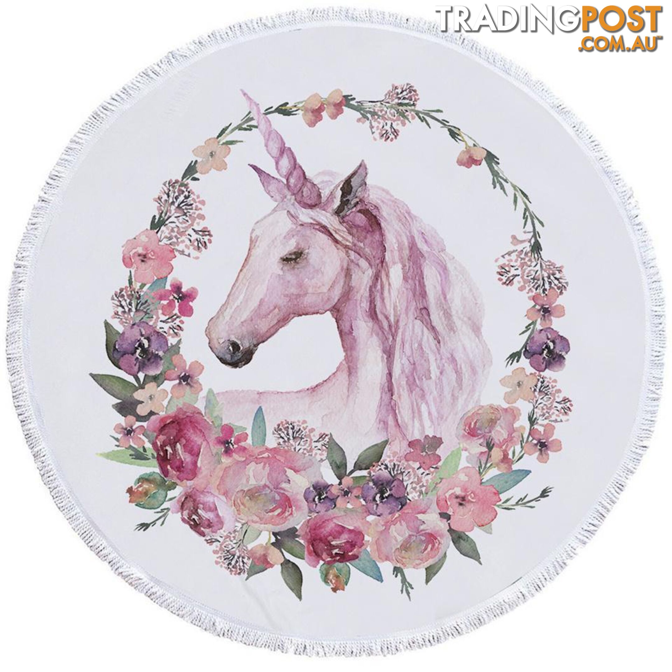 Floral Circle Unicorn Beach Towel - Towel - 7427046308755