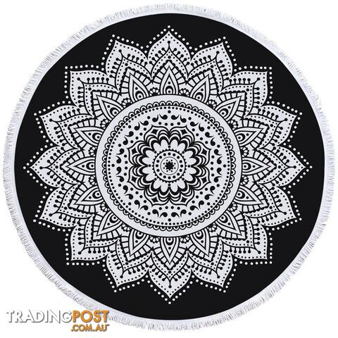 Simple Black and White Mandala Beach Towel - Towel - 7427046328814