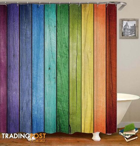 Rainbow Wooden Deck Shower Curtain - Curtain - 7427046139151